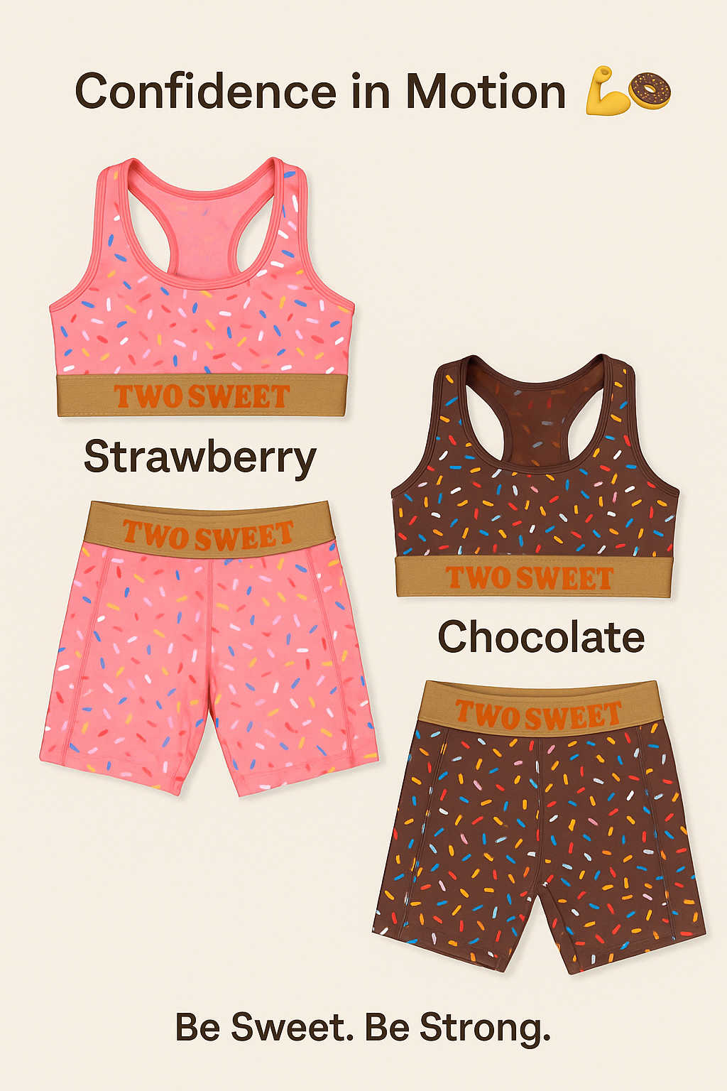 Two Sweet Active Crop Top – Strawberry 🍓 or Chocolate 🍫