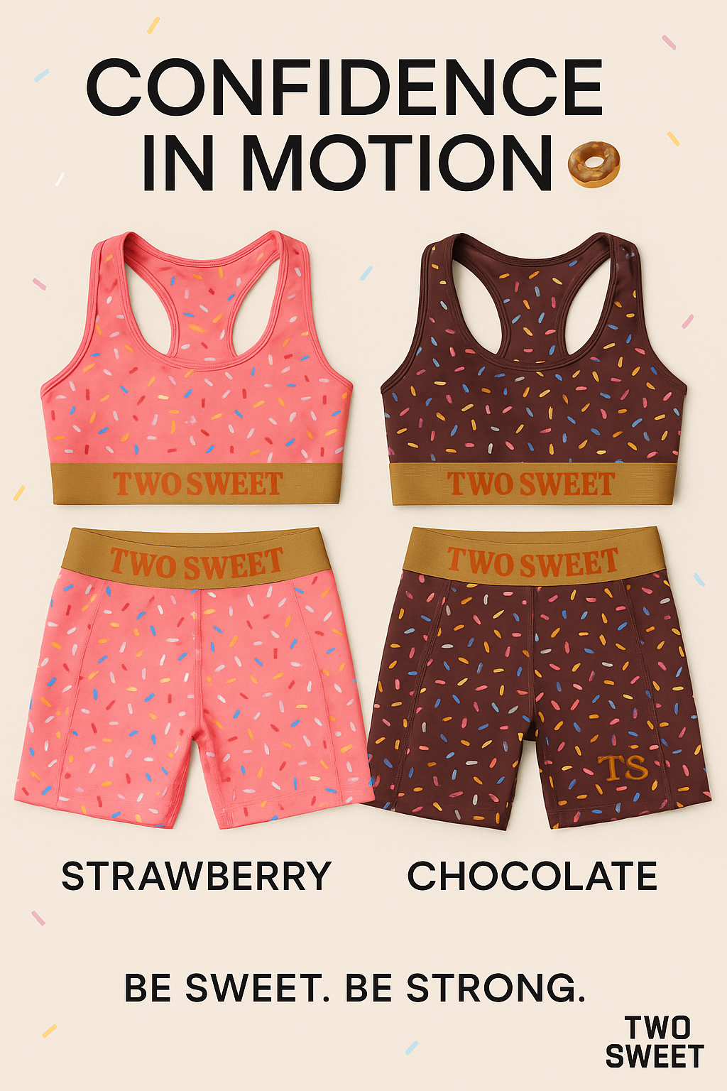 Two Sweet Active Shorts – Strawberry 🍓 or Chocolate 🍫
